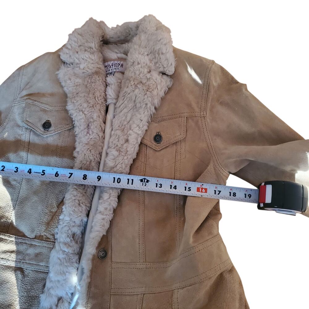 Wilsons Leather Stiffed Suede Faux Shearling Lined Jacket - Women's Medium - Picture 5 of 7
